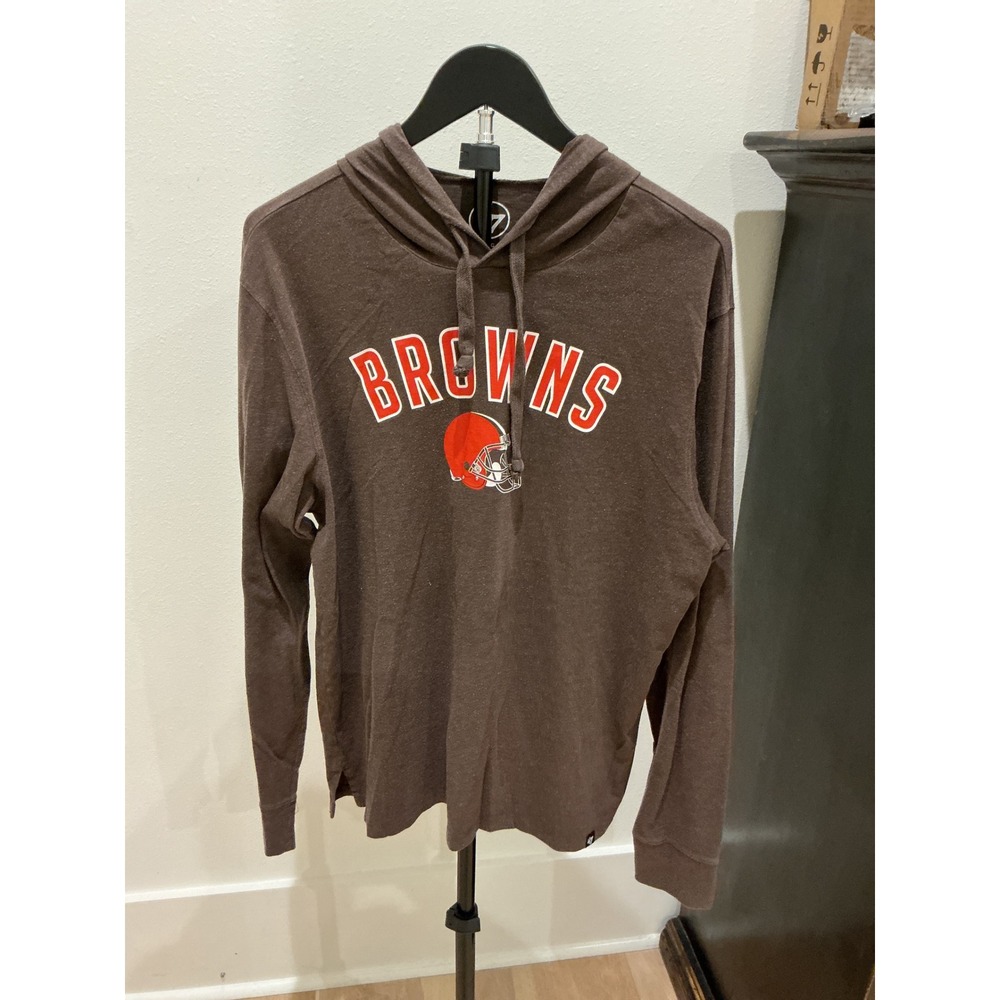 47 Brand Cleveland Browns NFL Mens Brown Lightweight Hoodie L Long Sleeve Tee